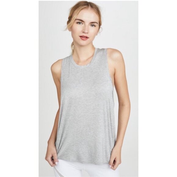 NEW Splits59 Toni Muscle Tank Top Heathered Grey Oversized Size XS High Neck - Picture 2 of 10